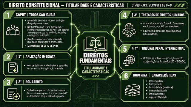 Mapa mental de Direito Constitucional sobre direitos fundamentais