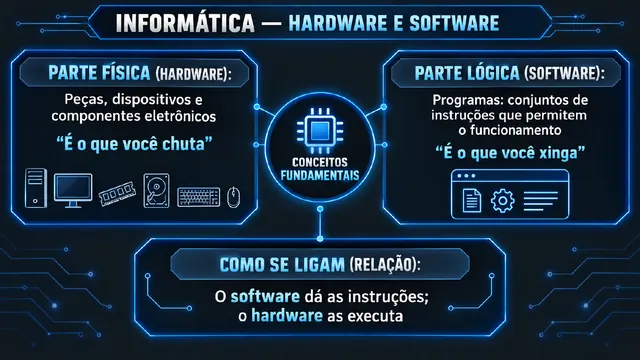 Mapa mental de Informática sobre hardware e software