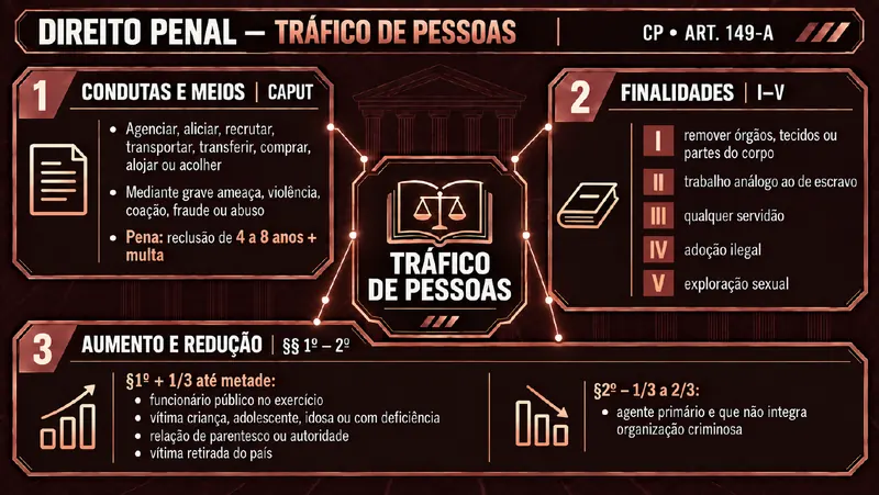 Mapa mental de Direito Penal sobre tráfico de pessoas
